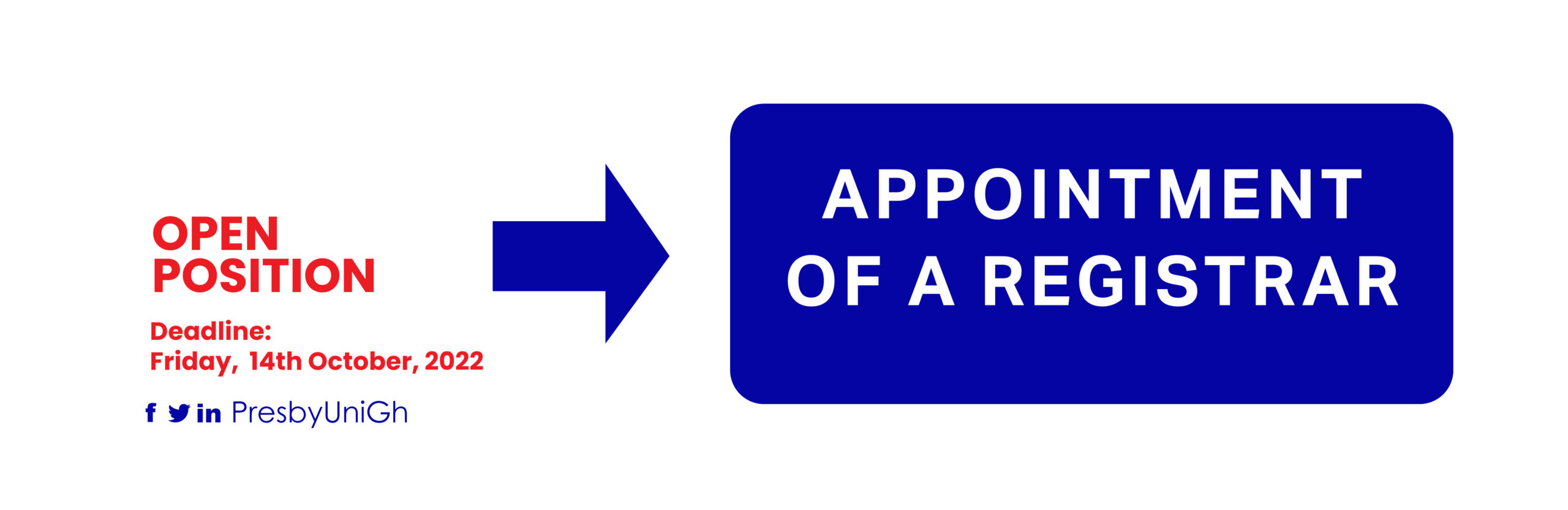 APPOINTMENT OF A REGISTRAR | Presbyterian University, Ghana